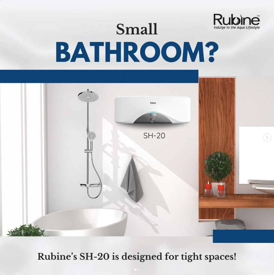 Small Bathroom? Rubine’s Slim Horizontal SH-20 Storage Water Heater is designed for the compact spaces of modern Singaporean homes!